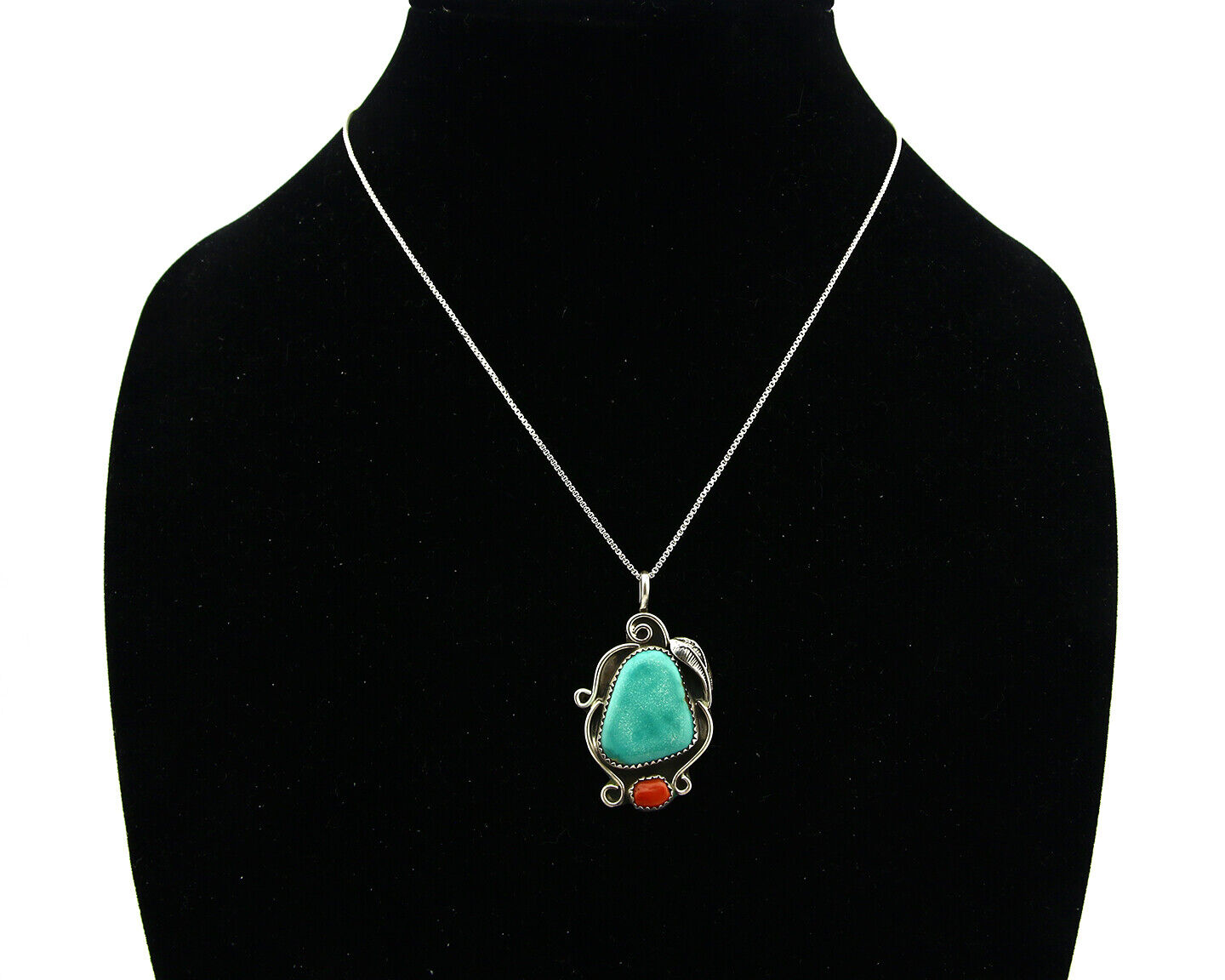 Navajo Necklace .925 Silver Morenci Turquoise Artist Native C.80's