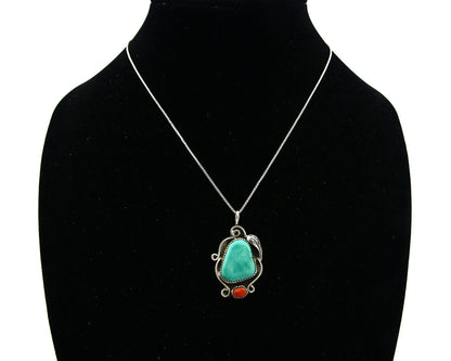 Navajo Necklace .925 Silver Morenci Turquoise Artist Native C.80's