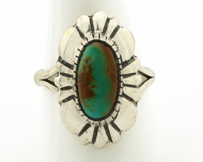 Navajo Ring .925 Silver Natural Mined Turquoise Artist Signed M Montoya C.80's