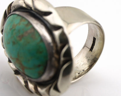 Navajo Ring 925 Silver Kingman Turquoise Native Artist Signed C Montoya C.80's