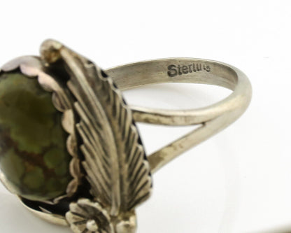 Navajo Ring .925 Silver Spiderweb Turquoise Native American Artist C.1980's