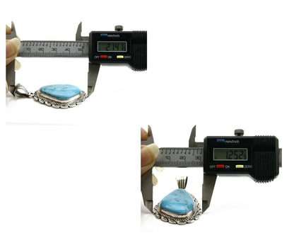 Navajo Pendant .925 Silver Turquoise Signed Artist LT Begay C.80's