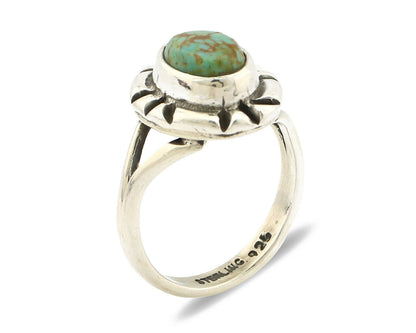 Navajo Ring .925 Silver Kingman Turquoise Artist Signed Gecko C.90's