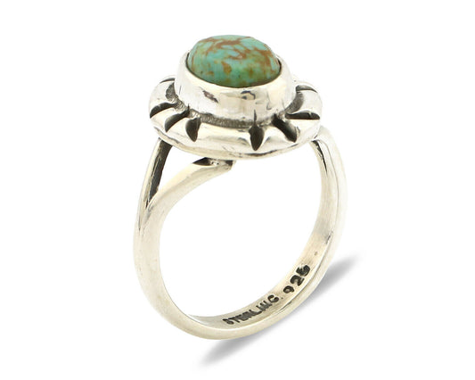 Navajo Ring .925 Silver Kingman Turquoise Artist Signed Gecko C.90's