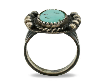 Navajo Ring .925 Silver Kingman Turquoise Artist Signed FA C.1980's