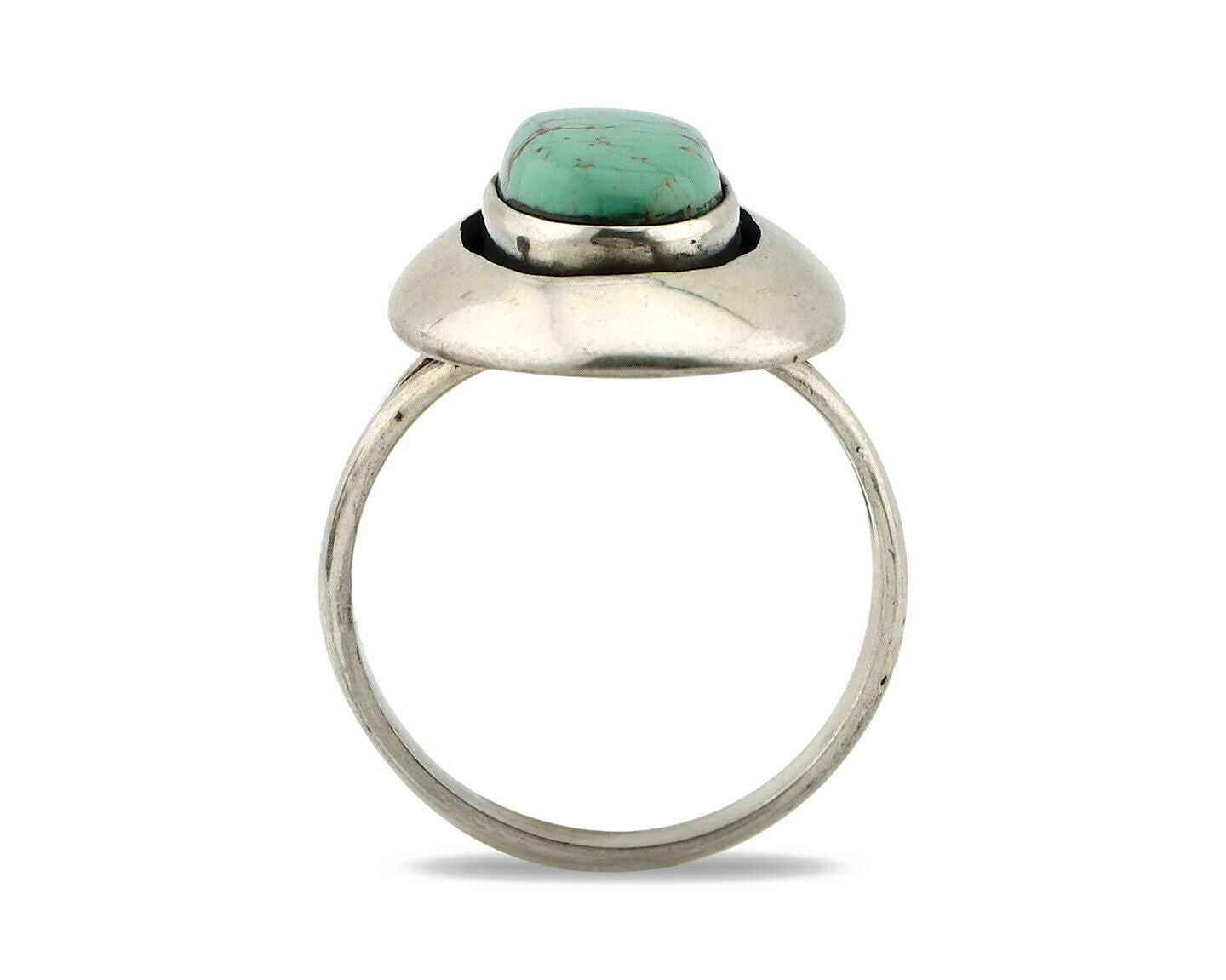 Navajo Shadow Box Ring .925 Silver Kingman Turquoise Signed M Montoya C80s