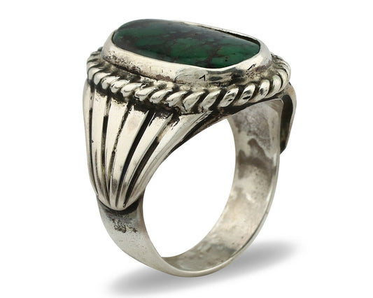 Navajo Ring .925 Silver Green Turquoise Artist Signed C. Montoya C.80's