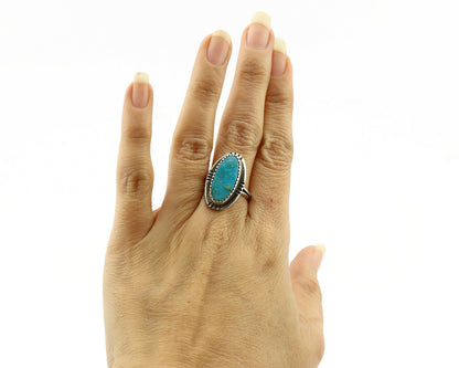 Navajo Ring .925 Silver Blue Turquoise Native American Artist C.1980's