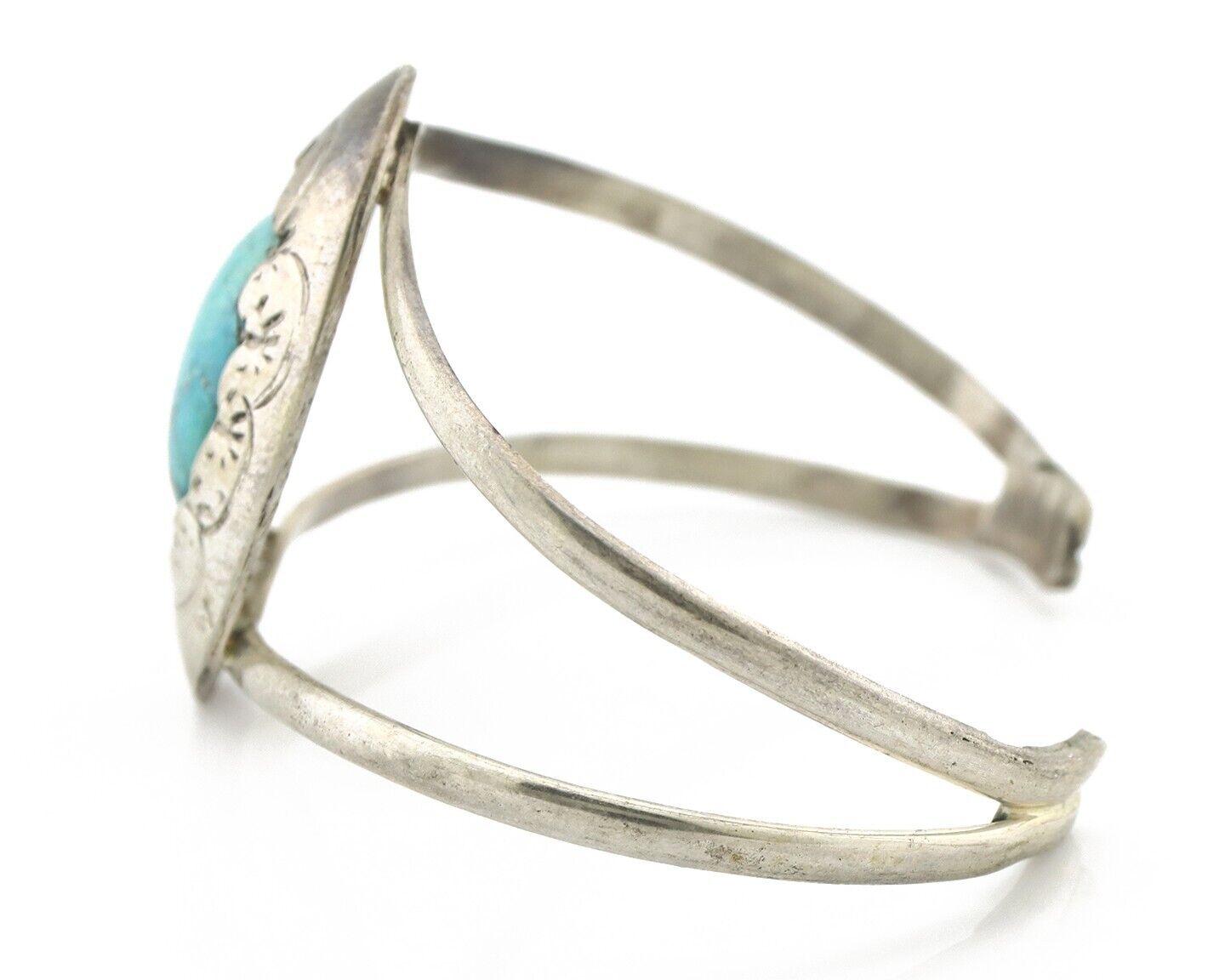 Navajo Cuff Bracelet 925 Silver Natural Turquoise Native American Artist C.80's