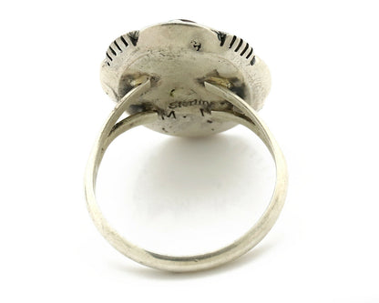 Navajo Ring .925 Silver Spiderweb Turquoise Artist Signed L. M. Nez C80s