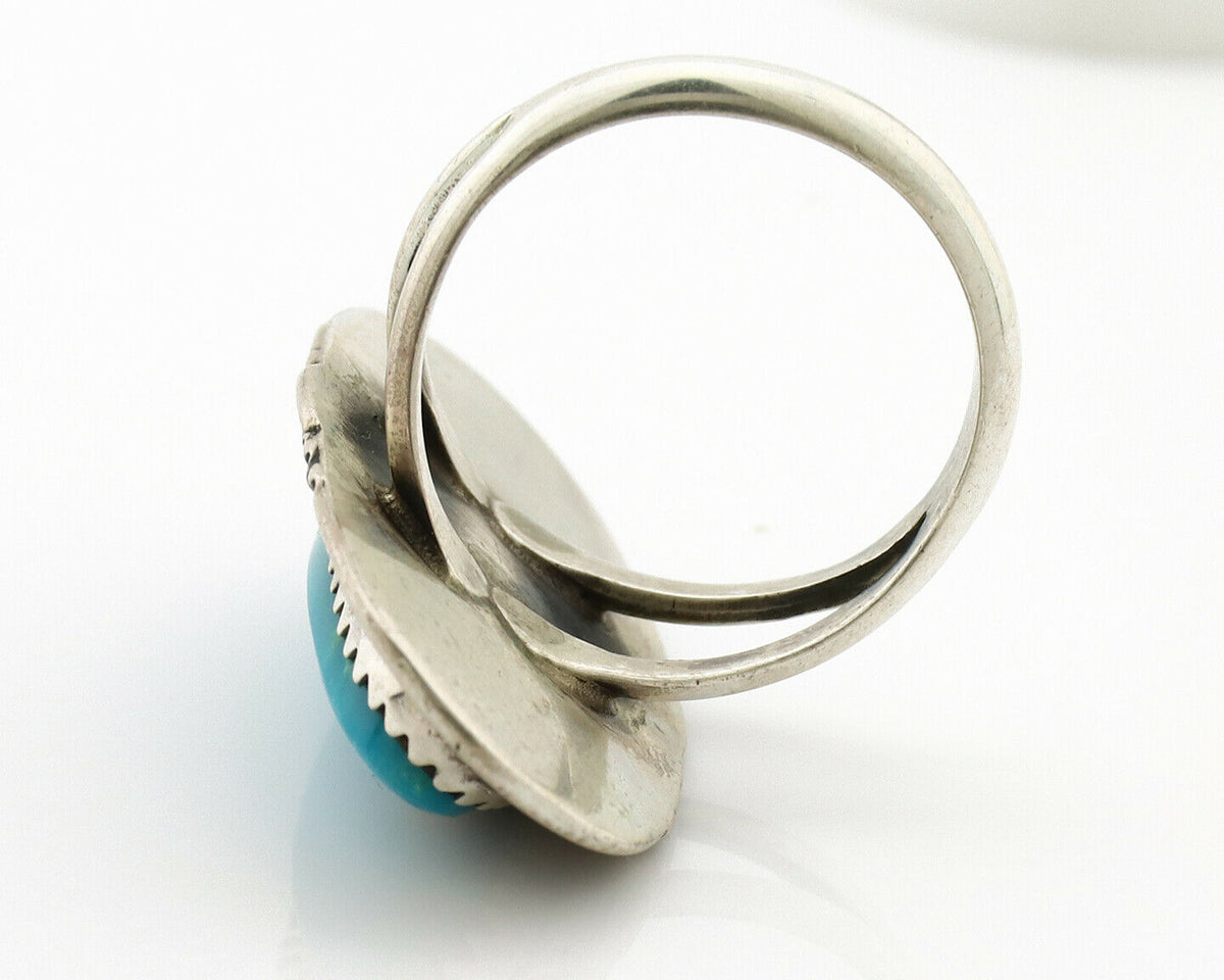 Navajo Ring .925 Silver Nevada Turquoise Native American Artist C.1980's