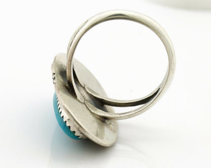 Navajo Ring .925 Silver Nevada Turquoise Native American Artist C.1980's