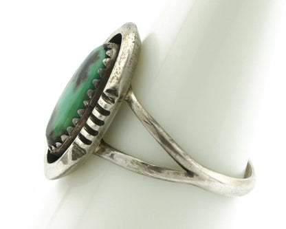 Navajo Ring .925 Silver Green Turquoise Native American Artist Handmade C.80's