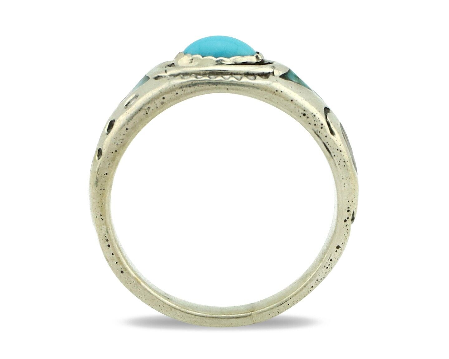 Navajo Handmade Ring 925 Silver Blue Turquoise & Coral Native American C.80's