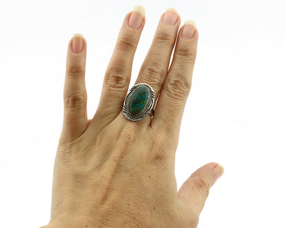 Navajo Ring .925 Silver Turquoise Native American Artist C.1980's