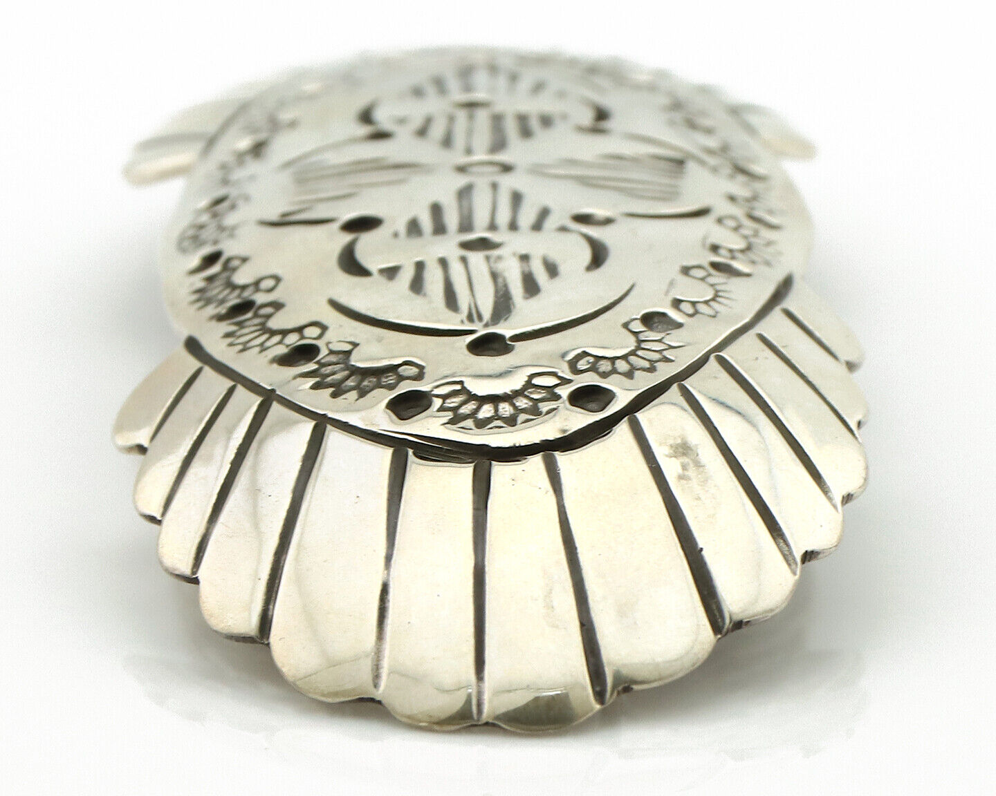 Navajo Hair Clip Barrette .925 Silver Hand Stamped Artist Signed C Montoya C80s