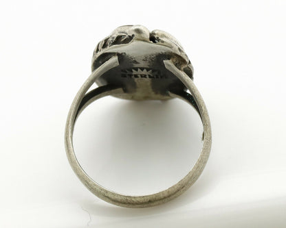 Navajo Ring .925 Silver Kingman Turquoise Artist Signed Sun C.1980's
