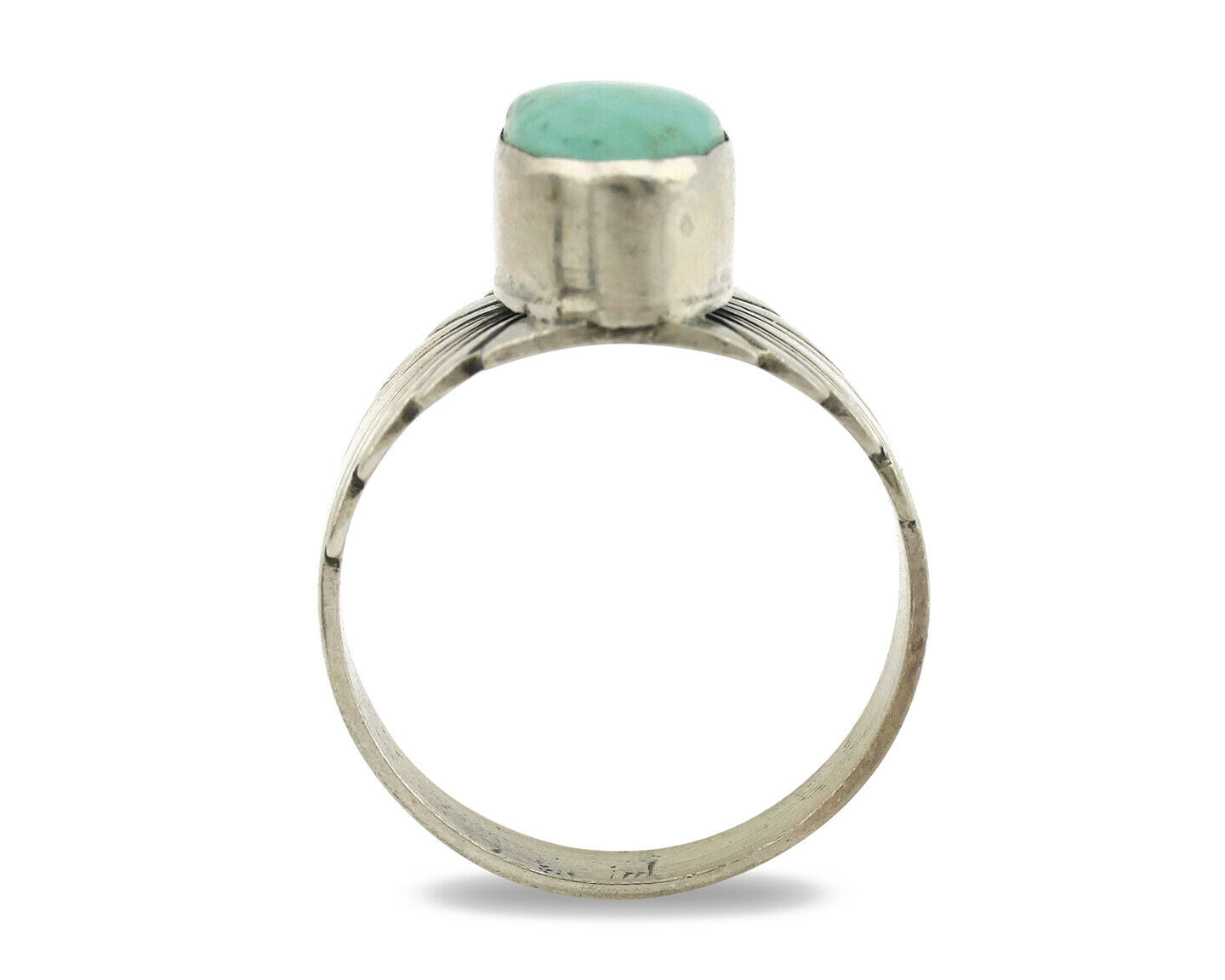 Navajo Ring .925 Silver Kingman Turquoise Artist Signed Apache C.80's