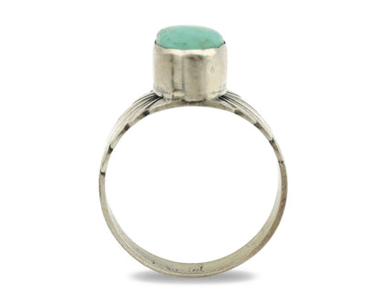 Navajo Ring .925 Silver Kingman Turquoise Artist Signed Apache C.80's