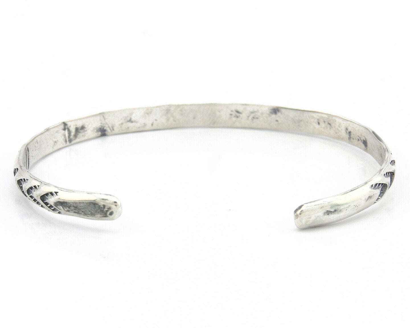 Navajo Bracelet .925 Silver Hand Stamped Arrow Head Artist I Montoya C.80's