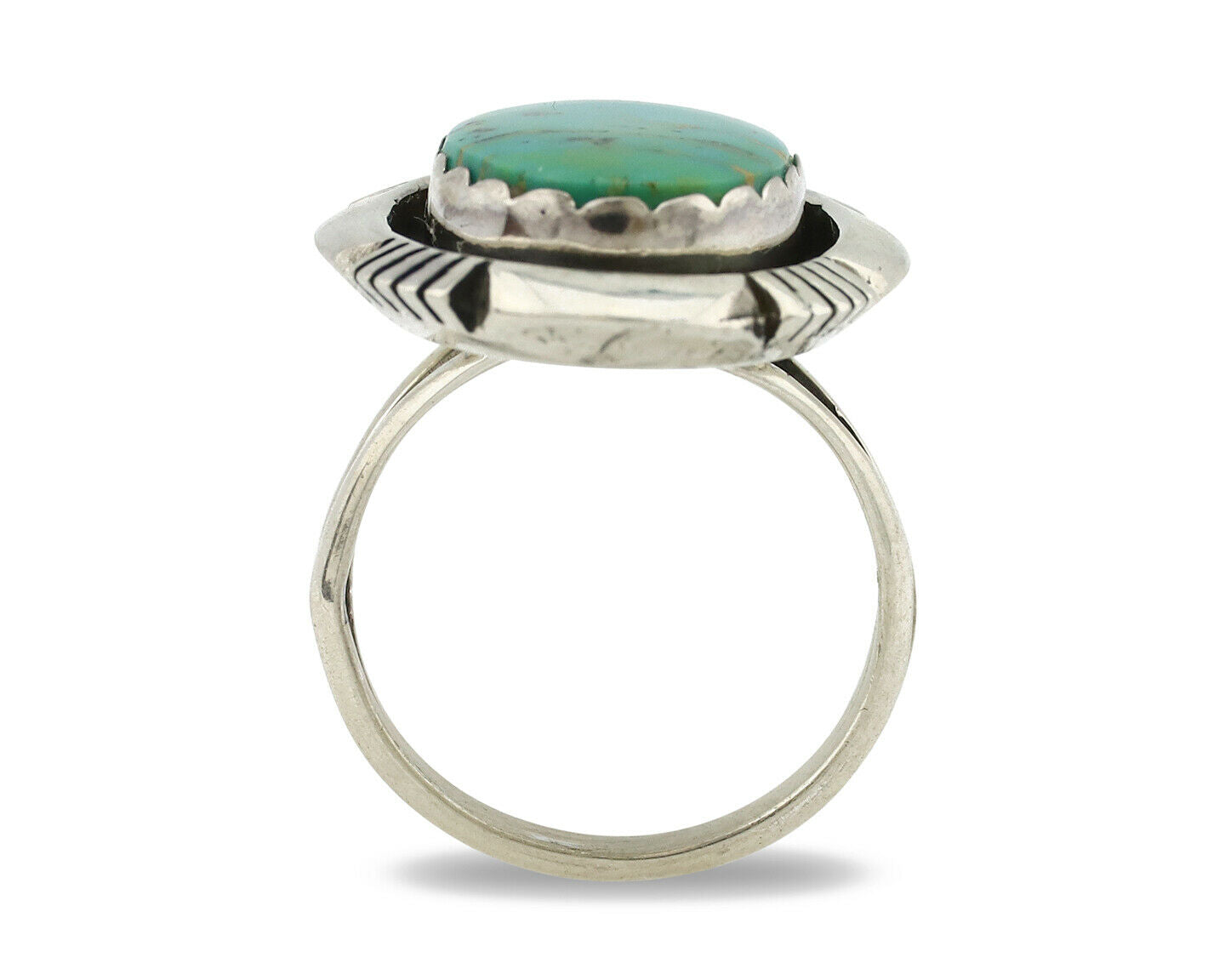 Navajo Ring .925 Silver Kingman Turquoise Artist Signed M Nez C80s