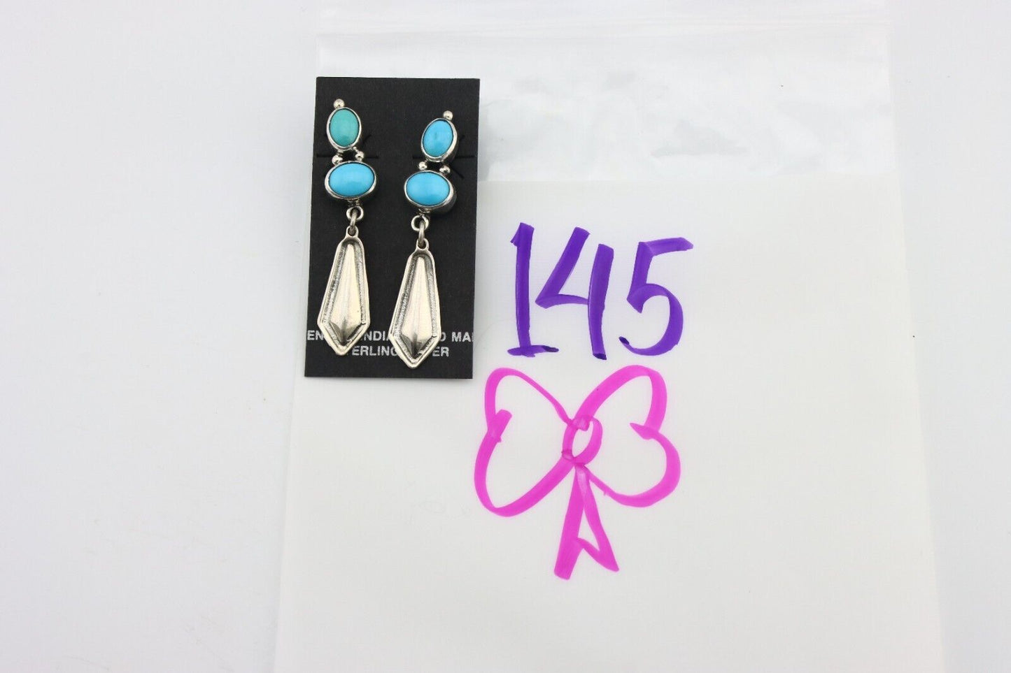 Navajo Earrings 925 Silver Natural Blue Turquoise Native American Earrings C80's