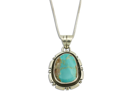 Navajo Necklace .925 Silver Kingman Turquoise Native American Artist C.1980's