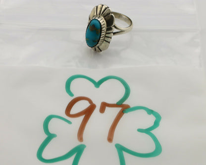 Navajo Ring .925 Silver Arizona Turquoise Signed M Montoya C.80's