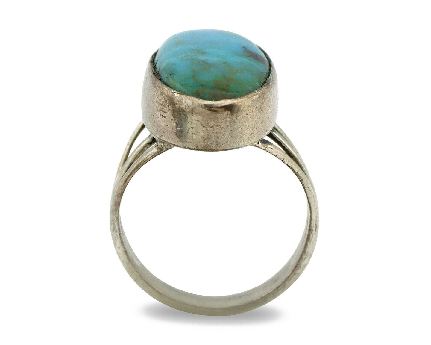 Navajo Ring .925 Silver Nevada Turquoise Native American Artist C.80's