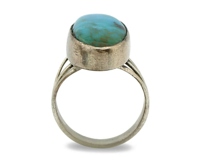 Navajo Ring .925 Silver Nevada Turquoise Native American Artist C.80's