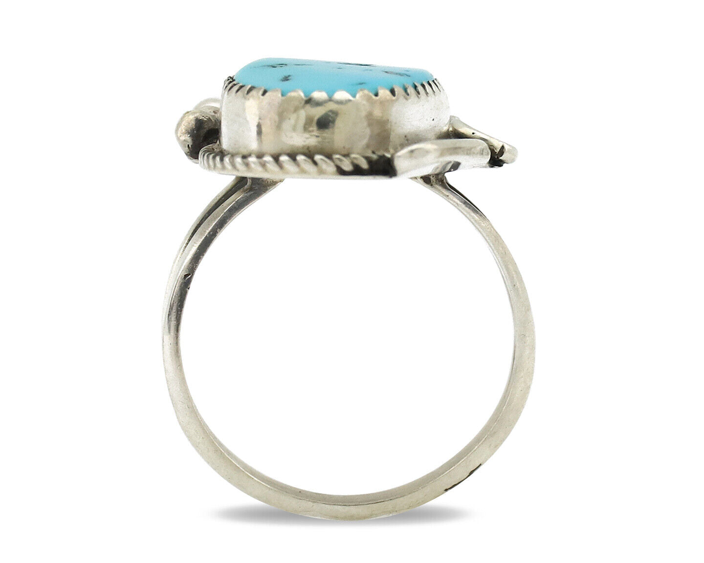 Navajo Ring 925 Silver Sleeping Beauty Turquoise Artist Signed Morris C.80's