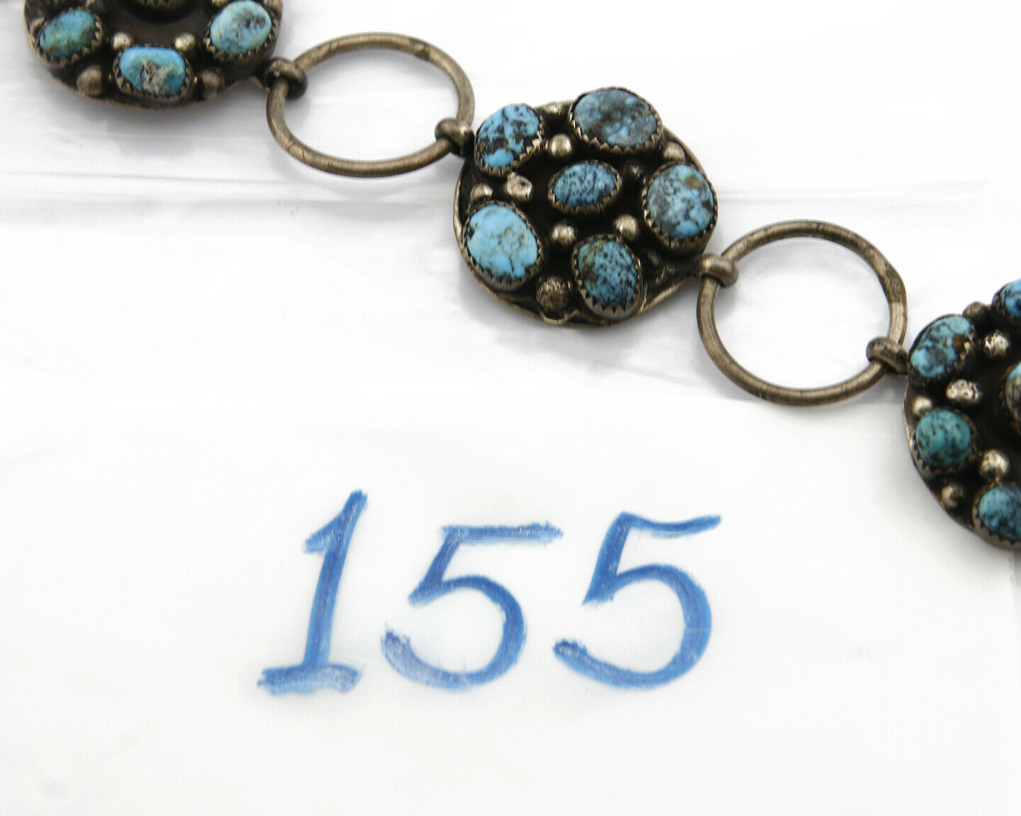 Navajo Concho Belt .925 Silver Rare Gleeson Turquoise Artist Native C. 80's