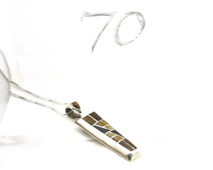 Women's Navajo Necklace Inlaid Gemstone .925 Silver Signed AS
