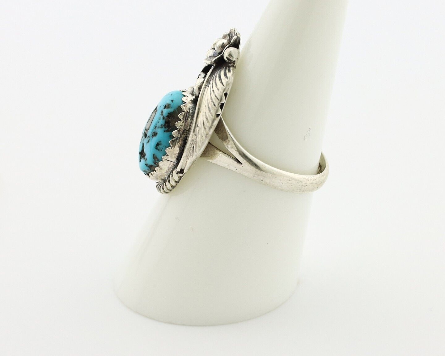 Navajo Ring 925 Silver Natural Blue Turquoise Native American Artist C.80's