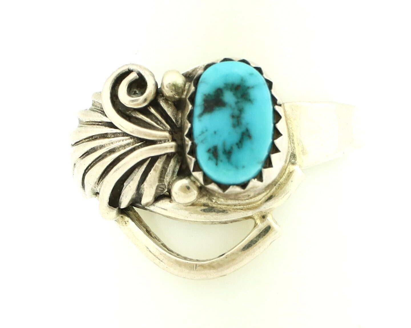 Navajo Ring .925 Silver Sleeping Beauty Turquoise Native Artist C.80's