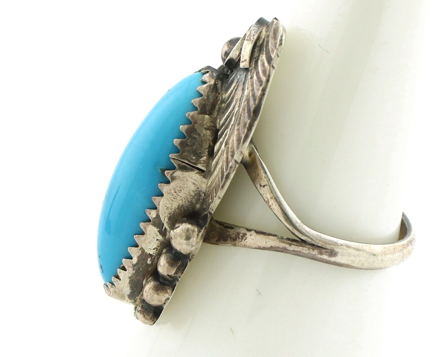 Navajo Ring 925 Silver Natural Morenci Turquoise Artist Signed Justin Morris C80