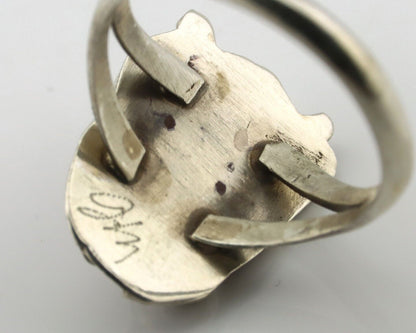 Navajo Ring .925 Silver Natural Pink Mussel Artist Signed Justin Morris C.80's