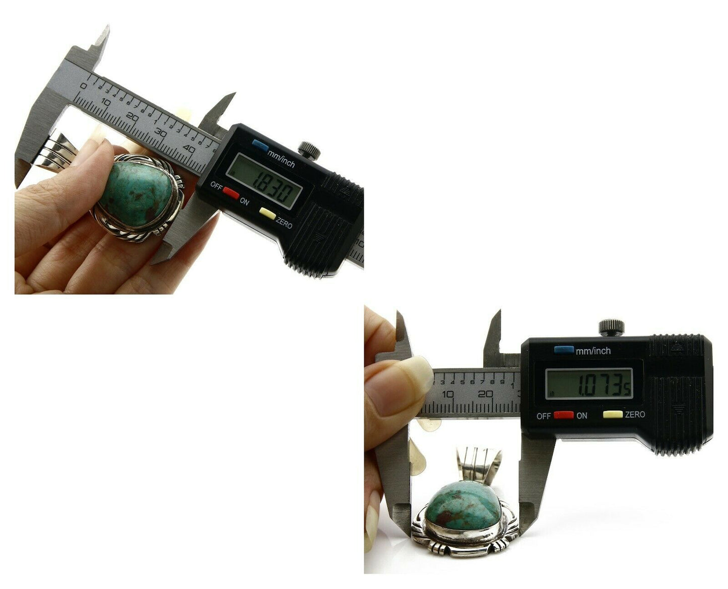 Navajo Pendant .925 Silver Kingman Turquoise Signed Artist FT C.80's