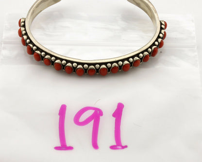 Pima Bracelet .925 Silver Natural Red Coral Artist Signed Alvin Sosolda C.80's