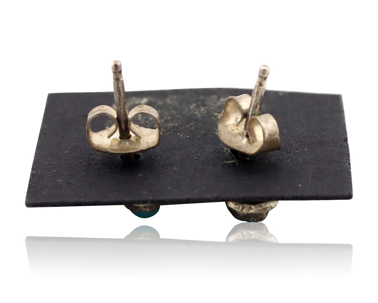 Zuni Earrings 925 Silver Sleeping Beauty Turquoise Native American Artist C.80's