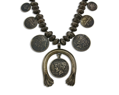 Women's Navajo Necklace .925 Silver Mercury Dime Squash C.70's