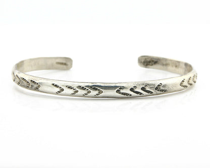 Navajo Bracelet .925 Silver Hand Stamped Arrow Head Signed Montoya C80s