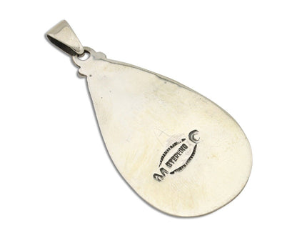 Navajo Pendant 925 Silver Spiderweb Turquoise Artist Signed C Montoya C.80's