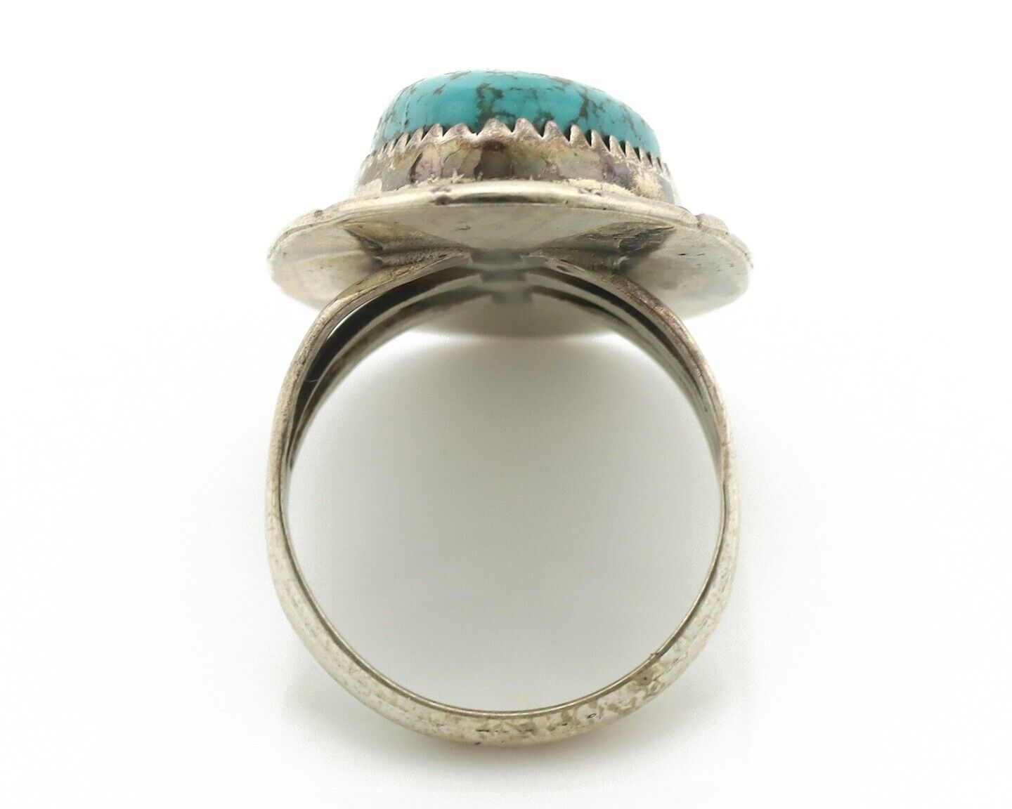 Navajo Ring .925 Silver Blue Turquoise Native American Artist C.80's