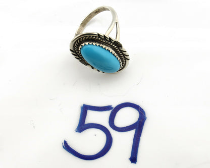 Navajo Ring .925 Silver Sleeping Beauty Turquoise Artist Signed Anna Begay C80s