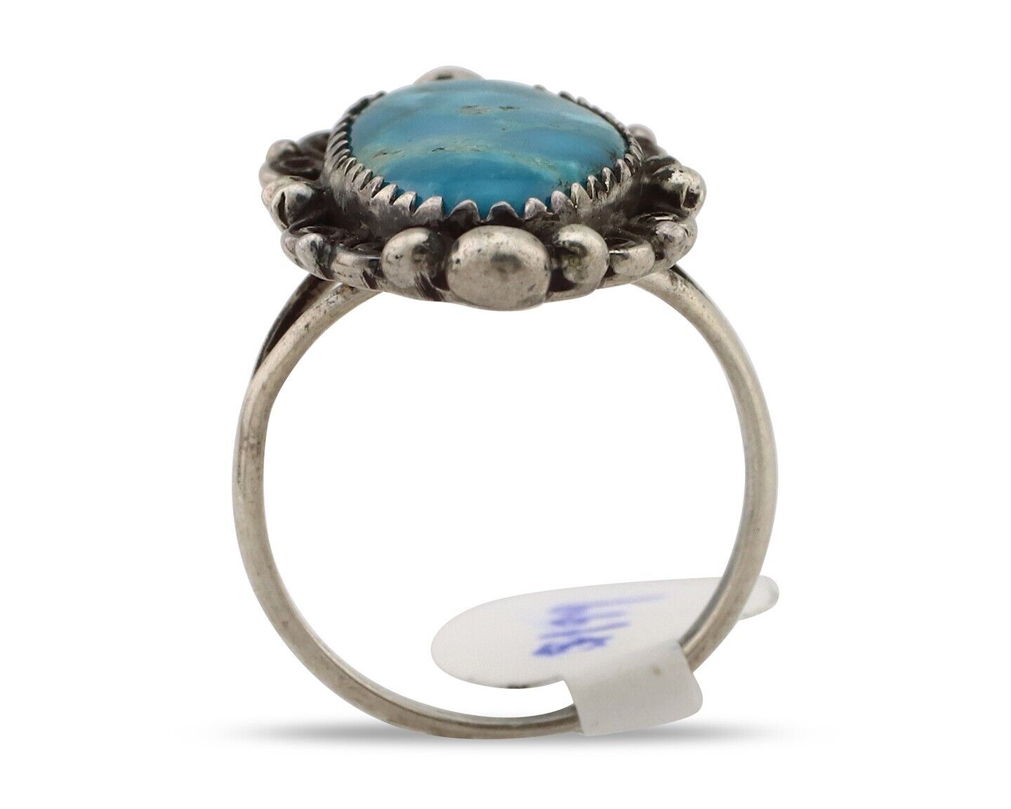 Navajo Ring 925 Silver Blue Gem Turquoise Artist Signed Billy Eagle C.80's