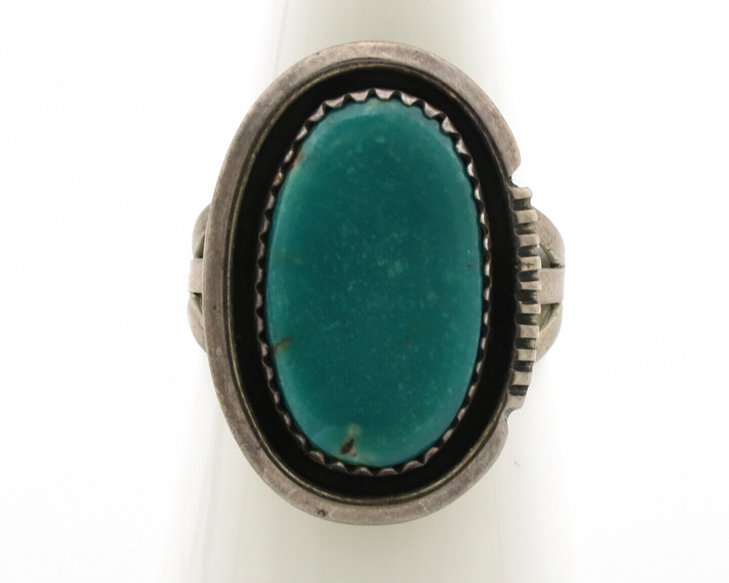 Navajo Ring .925 Silver Kingman Turquoise Native American Artist C.1980s