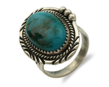 Navajo Ring .925 Silver Kingman Turquoise Native American Artist C.1980's