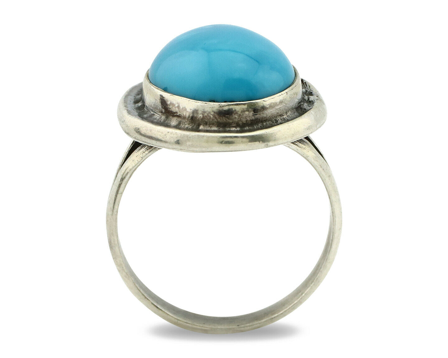 Navajo Ring .925 Silver Blue Turquoise Signed Artist Apache C.80's