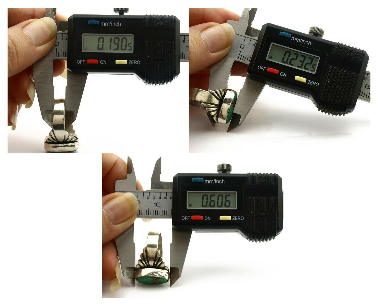 Navajo Ring .925 Silver Blue Green Arizona Turquoise Artist Signed Apache C.80's